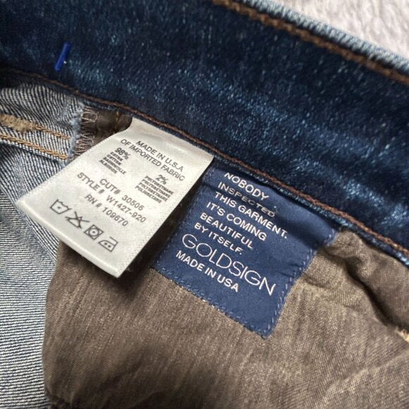 Goldsign Womens Mid-Rise Straight-Leg Jeans Blue Denim Distressed Made in USA - Picture 5 of 11